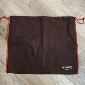 Coach Brown Drawstring Dust Bag 11x13 Red Edge Pouch for Purses